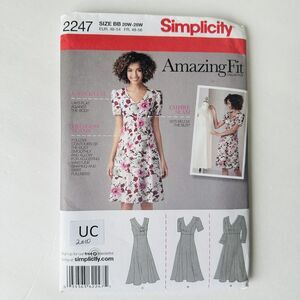 Simplicity 2247 AMAZING FIT Empire Waist Dress Princess Seams PLUS Sz 20W-28W UC